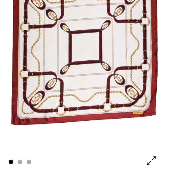 Cartier Elegant Burgundy and White Scarf